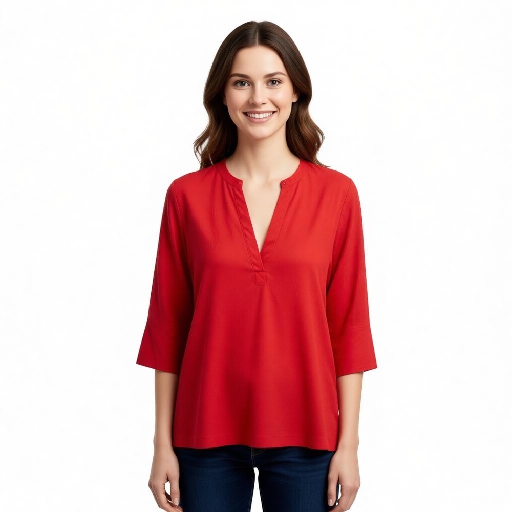 Anthropologie Maeve Scarlet Red Quarter Sleeve Top Womens Size Medium